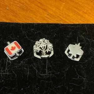 Stella & Dot Keep Silver Tone Leaf & Tree, and Canadian Flag Bracelet Charms
